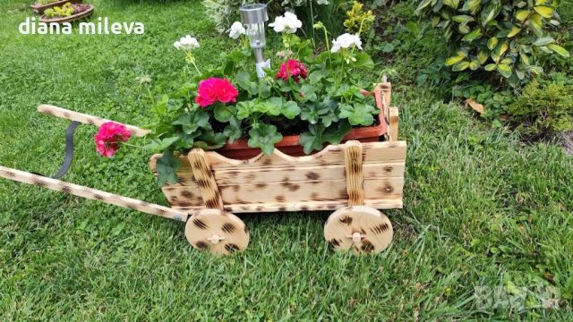 Дървена Каручка!!, снимка 4 - Декорация за дома - 49940014