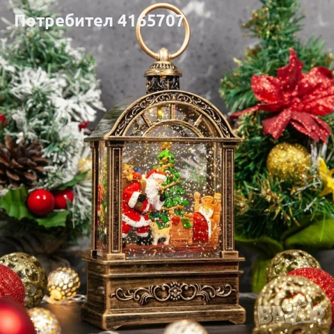Коледен фенер с музика и снежен ефект – празнична лампа с LED светлина, снимка 5 - Декорация за дома - 52815733