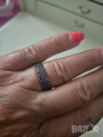 сребърен пръстен с аметисти, снимка 3 - Пръстени - 51854863