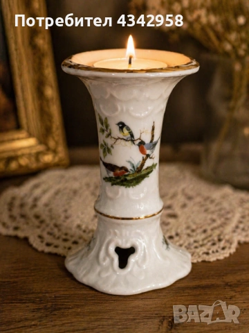 Винтидж порцеланов свещник с птици.(1950-1970г.)