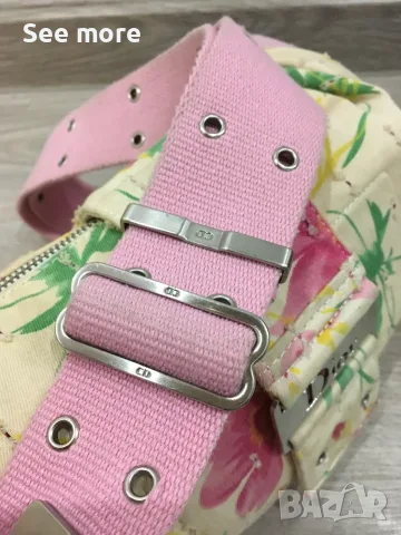 Vintage Dior Inspired Floral Denim чанта, снимка 7 - Чанти - 55955450