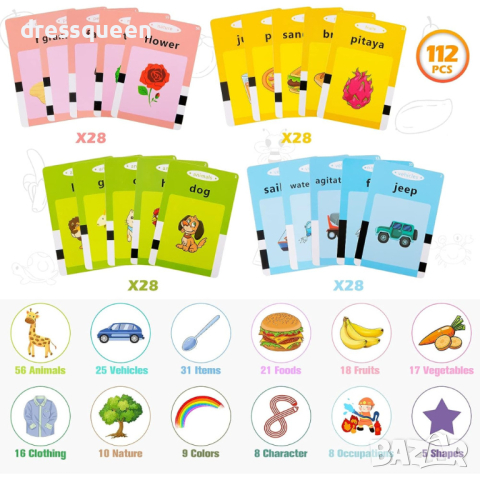 4104 Играчка за изучаване на английски език - аудио четец с картинки, снимка 9 - Образователни игри - 44613057