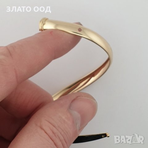 Детски твърди златни гривни тип белезник - 14К, снимка 9 - Гривни - 31587203