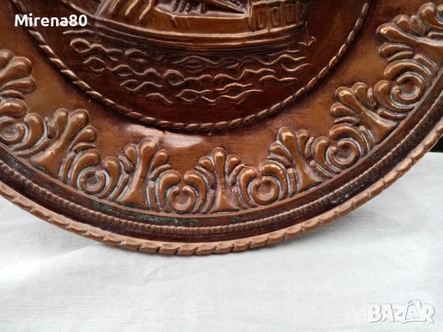 Стара медна чиния, снимка 2 - Антикварни и старинни предмети - 50443357