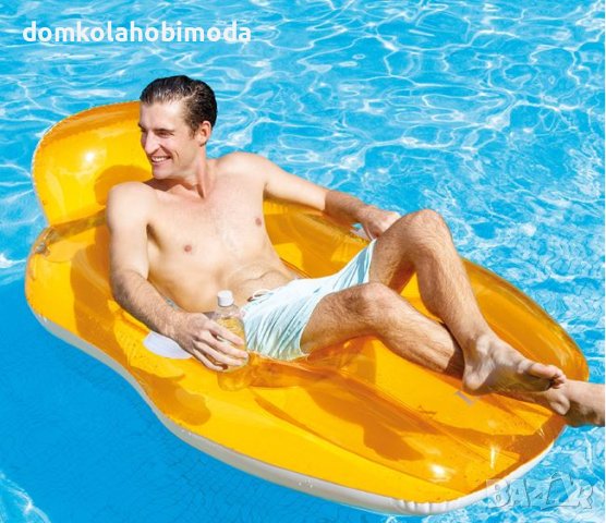  Надуваем плажен матрак Intex Chill 'n Float,163x104 cm, Мрежесто дъно, 2 здрави дръжки , снимка 3 - Басейни и аксесоари - 40527705