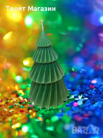 Елегантна ръчно изработена соева свещ "Коледна елха" (13 см) – За чисто горене и празничен уют, снимка 4 - Арт сувенири - 52641858