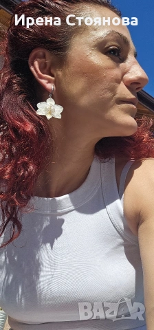 Ръчно изработени обеци с цвят на орхидея, запечатани в епоксидна смола , снимка 12 - Обеци - 54242202