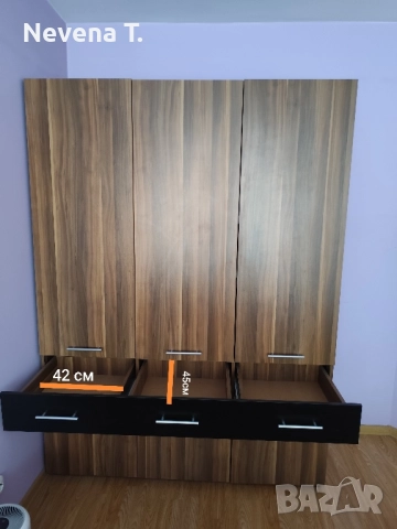 Спално обзавеждане - гардероб, тоалетка с огледало и нощни шкафчета , снимка 5 - Шкафове - 52185690