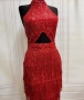 Червена пайетена рокля, снимка 2