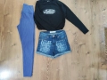 Лот от ново клинче С размер,къса блузка и къси дънки С размер , снимка 1