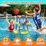 Нов Плаващ баскетболен кош за басейн с 4 топки и помпа за водни игри деца, снимка 2