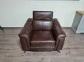 Кафяв кожен фотьойл с подвижна облегалка, снимка 12