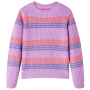 Детски пуловер на райе, плетен, лилаво и розово, 116(SKU:14536