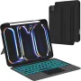 ROOFEI Калъф с клавиатура за iPad Pro 11-инчов (M4, 2024, A2836,A2837,A3006), 7 цветна подсветка, снимка 1