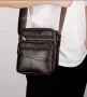Компактна, Елегантна и Стилна мъжка кожена чанта с презрамки от Черна и Кафява естест. кожа!, снимка 6