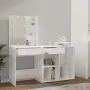 vidaXL LED тоалетка с шкаф, бяла, инженерно дърво, снимка 5