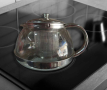 Стъклена кана за чай от неръждаема стомана с цедка за листа