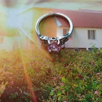 Златен пръстен бяло злато с камък СЪРЦЕ на Сваровски 18К, снимка 1 - Пръстени - 28458811