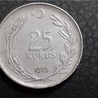 25 куруш Република Турция 1973, снимка 1 - Нумизматика и бонистика - 31384355