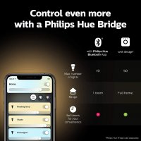 Philips Hue Ambiance Smart LED Крушка 2бр. Е27  2700К-6400К с Bluetooth 8,5W=60W, снимка 8 - Крушки - 30911476