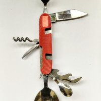 Мултифункционален нож, швейцарско джобно ножче, джобна ножка с вилица и лъжица за подарък, снимка 1 - Ножове - 34942914