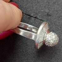 Стар сребърен пръстен с камъни и багети / проба 925 и печат на ювелира , снимка 5 - Пръстени - 44758827