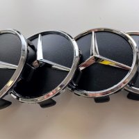 Комплект 4бр. Капачки за Джнати Мерцедес Mercedes черни 75мм, снимка 3 - Аксесоари и консумативи - 39334033