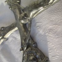 32 см голям кръст разпятие Исус орнаменти метал икона религия пано , снимка 2 - Антикварни и старинни предмети - 28872644