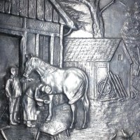 Картина - релефно изображение на ковачница, снимка 3 - Антикварни и старинни предмети - 23755030