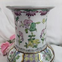 Ръчно рисувана азиатска ваза, произведена в Макао., снимка 7 - Антикварни и старинни предмети - 38100432