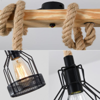 Лампа индустриален стил с въжета метал ръчно плетена Е27 5 лампи , снимка 2 - Полилеи - 44792892