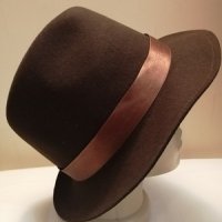 Кафява Дамска шапка Естествен филц 58 см, снимка 3 - Шапки - 35175692