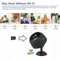 Мини WIFI IP скрита,шпионска,охранителна камера.Бебефон Mini HD Camera, снимка 15 - HD камери - 31606546