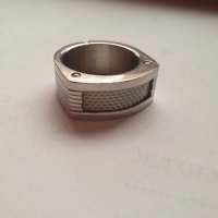 Оригинален стоманен пръстен с карбон SETTE, снимка 1 - Пръстени - 31877858