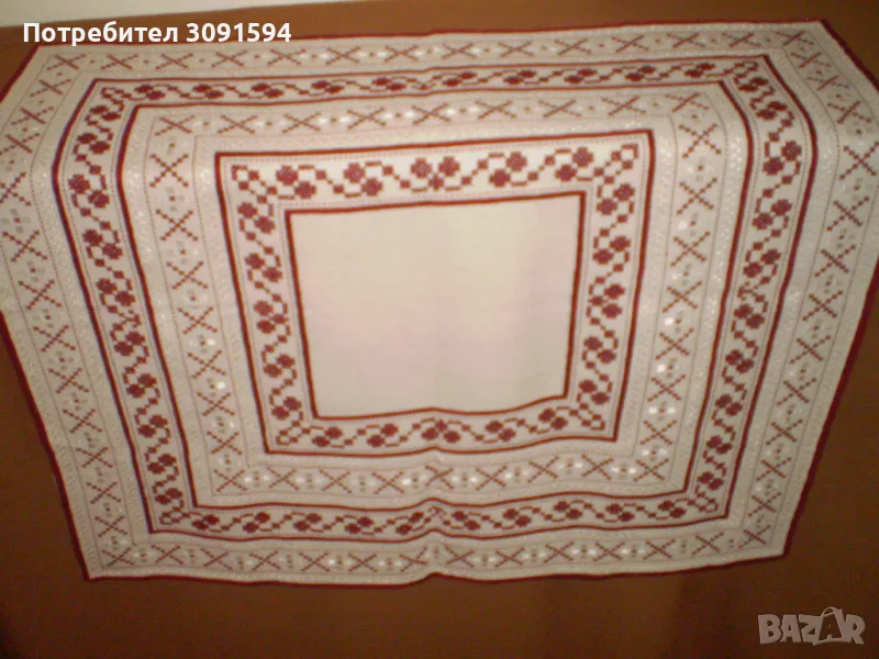 Памучна покривка ръчна бродерия с копринени и памучни конци, снимка 1