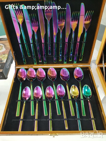 Комплект прибори за хранене цвят хамелеон - 24 части, снимка 1