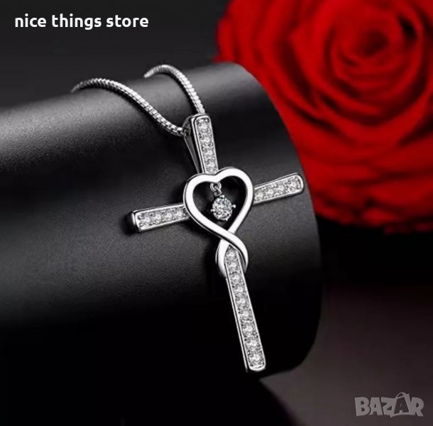 Сребърно кръстче със синджирче , снимка 1