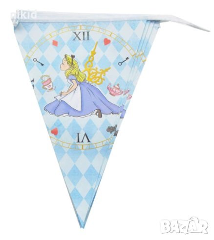 Алиса в Страната на Чудесата Парти Гирлянд Знаменца Флаг Банер, снимка 1