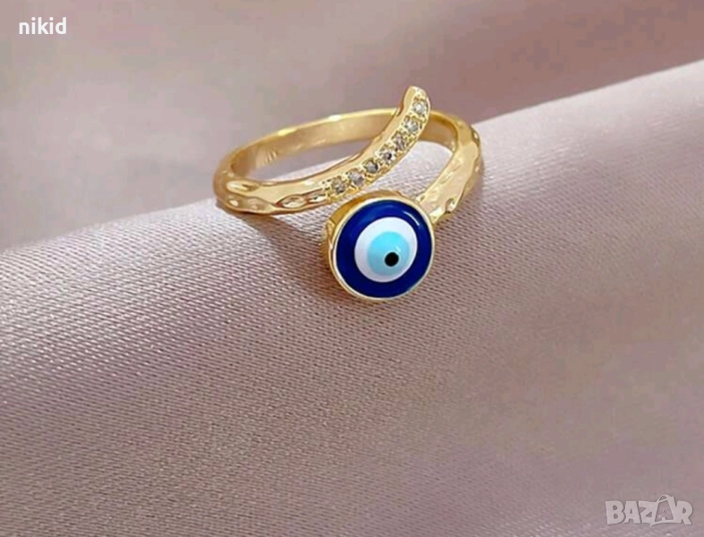 Окото на Назар златист пръстен регулируем, снимка 1