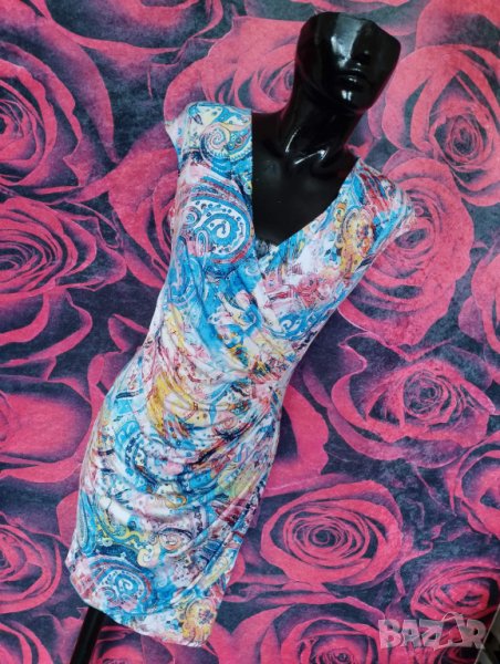 Многоцветна къса еластична рокля M , снимка 1