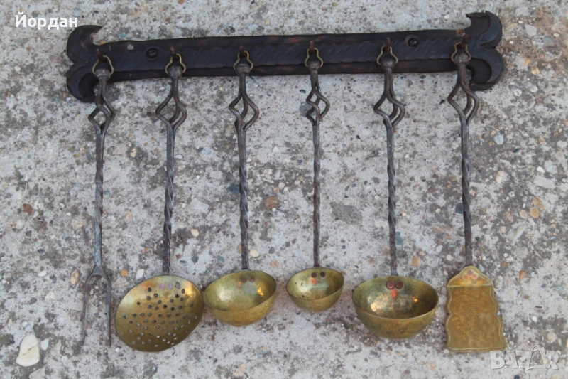 Кухненски комплект от ковано желязо и месинг, снимка 1