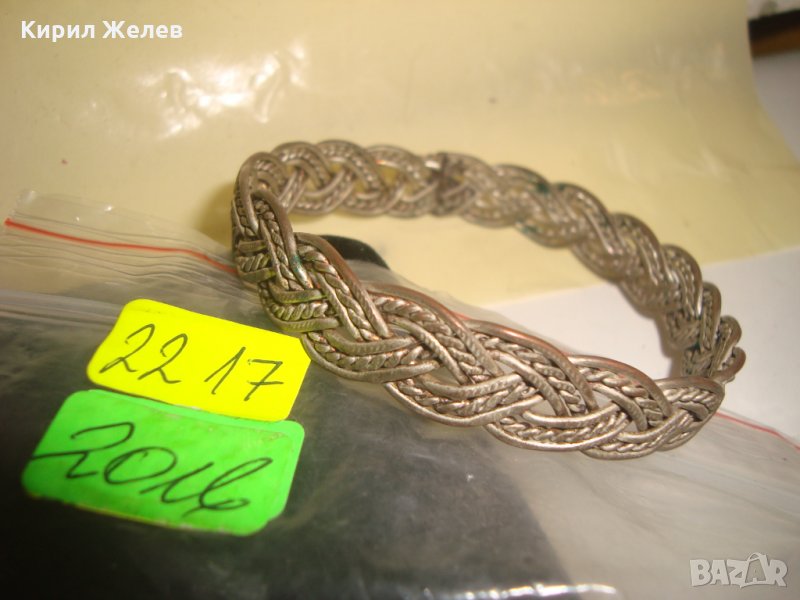 ВЪЗРОЖДЕНСКА МЕДНА ПОСРЕБРЕНА ГРИВНА СТАРИННА МАЙСТОРСКА РЪЧНА ПЛЕТКА САЧАН 2217, снимка 1