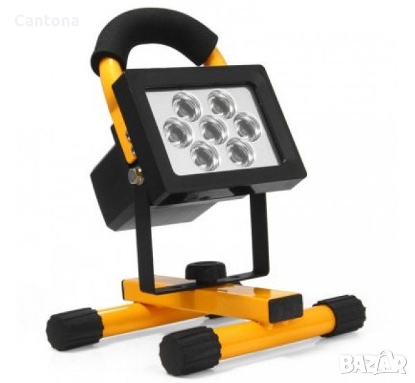 Мощен акумулаторен LED Прожектор BL-07 10W/100W, зарядни за 12 V и 220 V , снимка 1