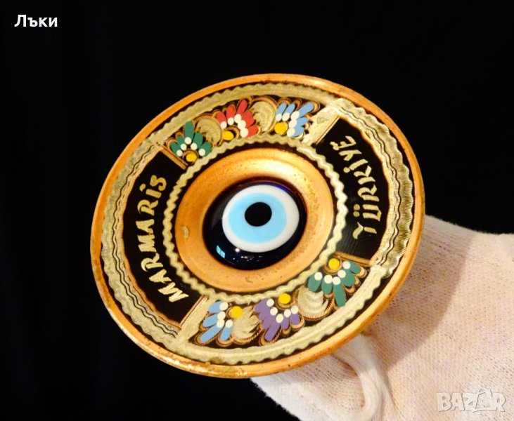 Медна чиния със синьо око,против уроки. , снимка 1