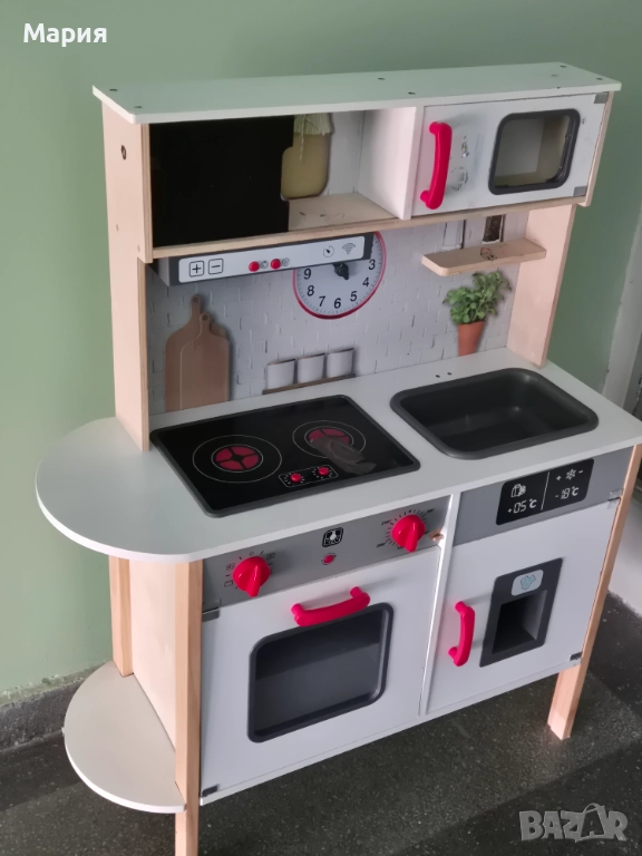 Дървена детска кухня с аксесоари, снимка 1