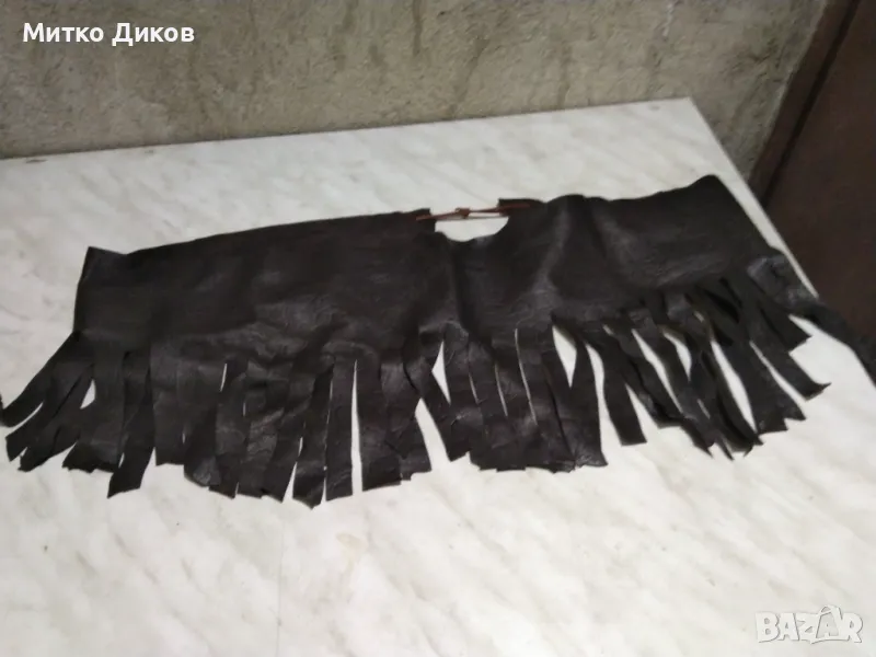 кожено наметало от ленти естествена кожа за врата 55х23см, снимка 1