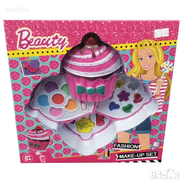 Палитра Мъфин на три етажа, сенки, грим, червила и лак, в кутия - 53620, снимка 1