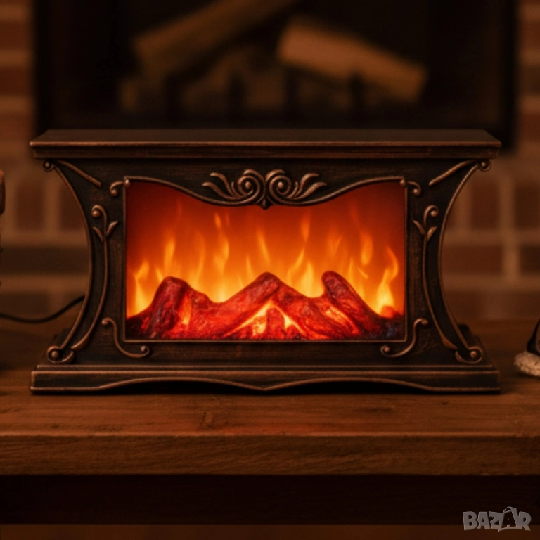 Декоративна LED камина с реалистичен ефект на пламък и жарава, снимка 1