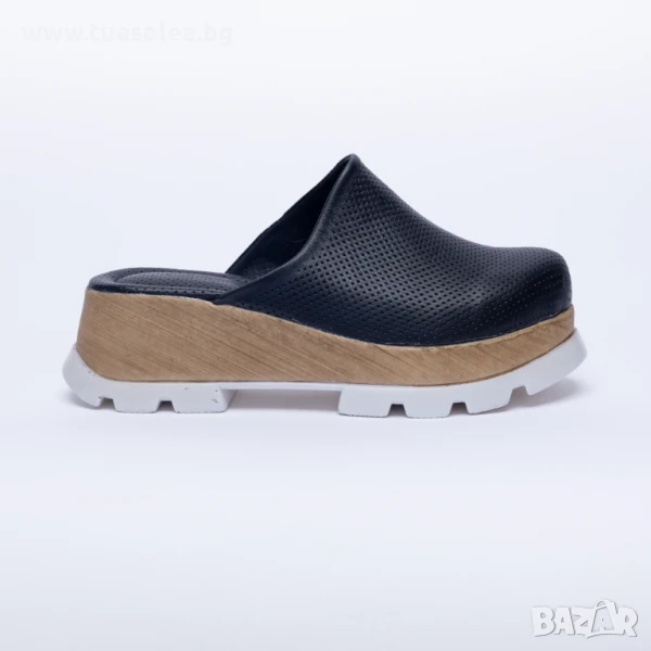 Черно сабо на платформа от естествена кожа | Марка Tuasolea, снимка 1