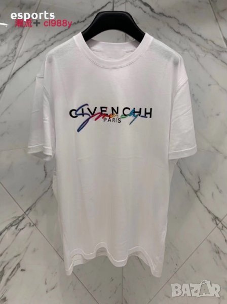 Мъжка тениска Givenchy Живонши 2XL с текст бродерия бяла имитираща, снимка 1